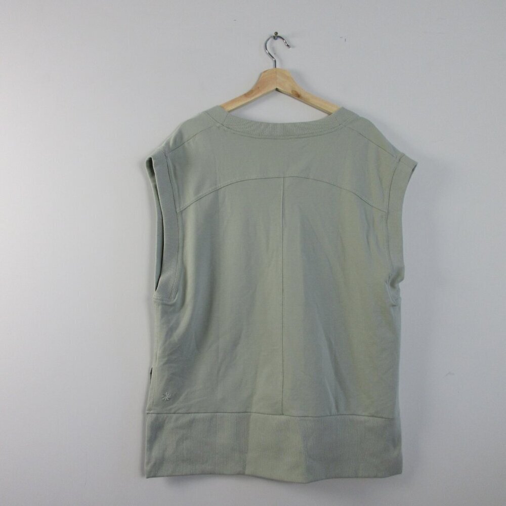 Athleta Retroterry Women's V-Neck Sweater Vest L Green Cotton Blend Athletic 328 - Picture 2 of 11